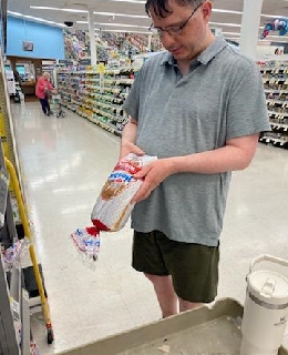 Kevin Krauss checking stock at Walgreens in Williamsville