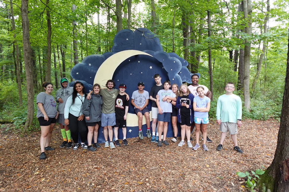 Posing in front of a starry sky display at Blueberry Treehouse Farm