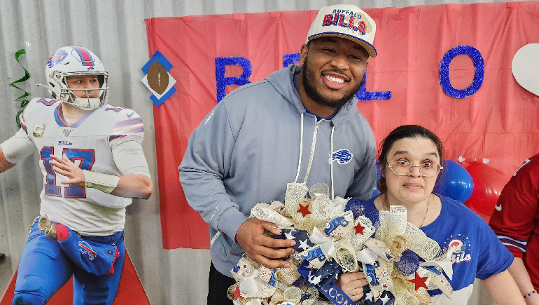 DeWayne Carter was presented with an original red, white and blue wreath.