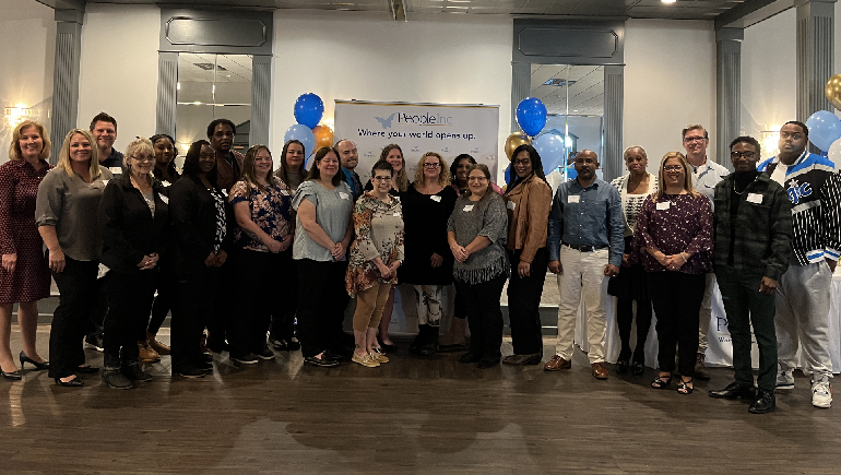 People Inc. CEO Anne McCaffrey (far left) honored the 2024 DSPs of the Year at an awards event.